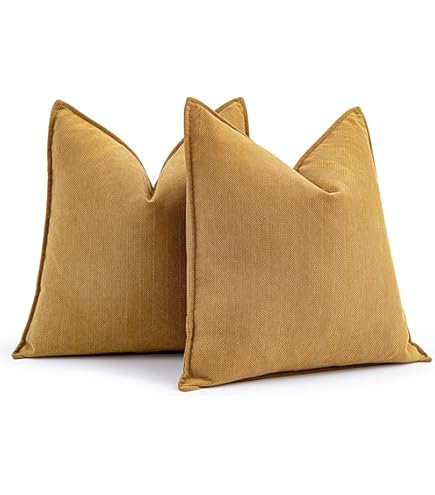 JUSPURBET Mustard Yellow Velvet Throw Pillow Covers 50x50 CM Set